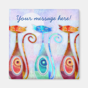 Cool Moonkats Custom Textured Collage Magnet