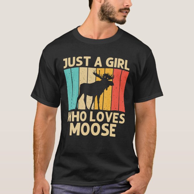 Cool Moose For Girls Kid Moose Alaska Moose Elk Hu T-Shirt (Front)