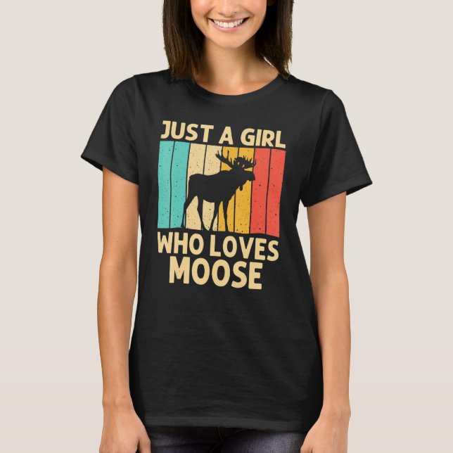 Cool Moose For Girls Kid Moose Alaska Moose Elk Hu T-Shirt (Front)