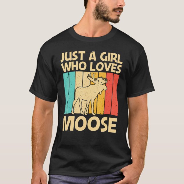 Cool Moose For Girls Kids Moose Deer Bull Elk T-Shirt (Front)