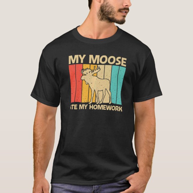 Cool Moose For Kids Boys Moose Deer Bull Elk T-Shirt (Front)