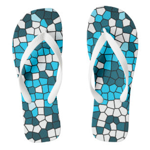 Cool mosaic pattern l Trendy blue l Summer Flip Flops