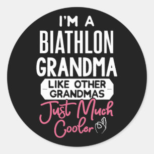 Cool Mothers Day Biathlon Grandma  Classic Round Sticker