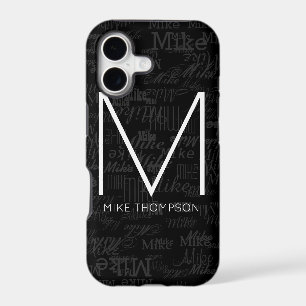 cool motif de noms (monogramme personnalisé) noir