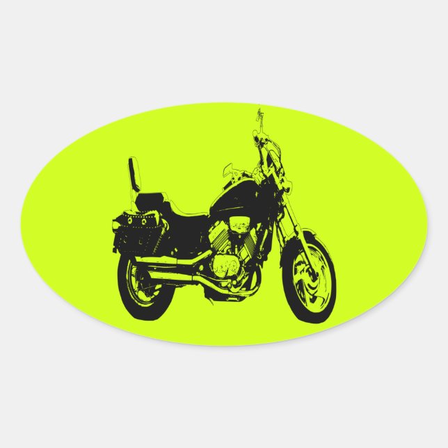 Cool motorcycle bike silhouette oval sticker (Front)