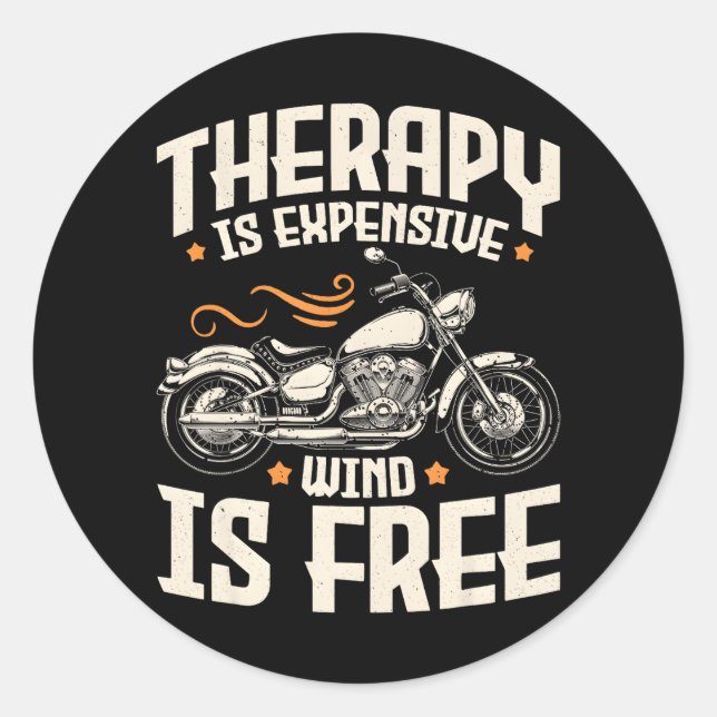 Cool Motorcycle Rider Men Therapy Motorcycle Classic Round Sticker (Front)