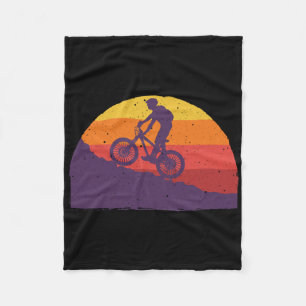 Cool Mountain Biking For Men Women Vintage Cycling Fleece Blanket