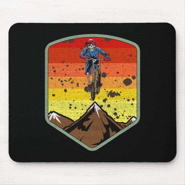 Cool Mountain Biking Skeleton Zombie Skull Mtb Bmx Mouse Pad (Front)