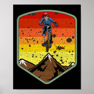 Cool Mountain Biking Skeleton Zombie Skull Mtb Bmx Poster