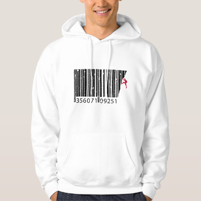 Cool Mountain Climber Man Colourful Barcode Hoodie (Front)