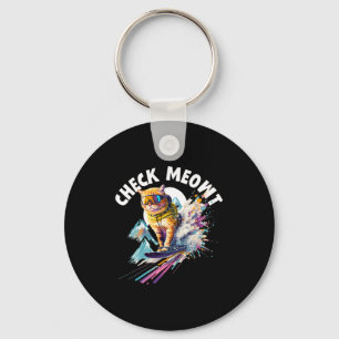 Cool mountain skier snowboard for men women kids keychain