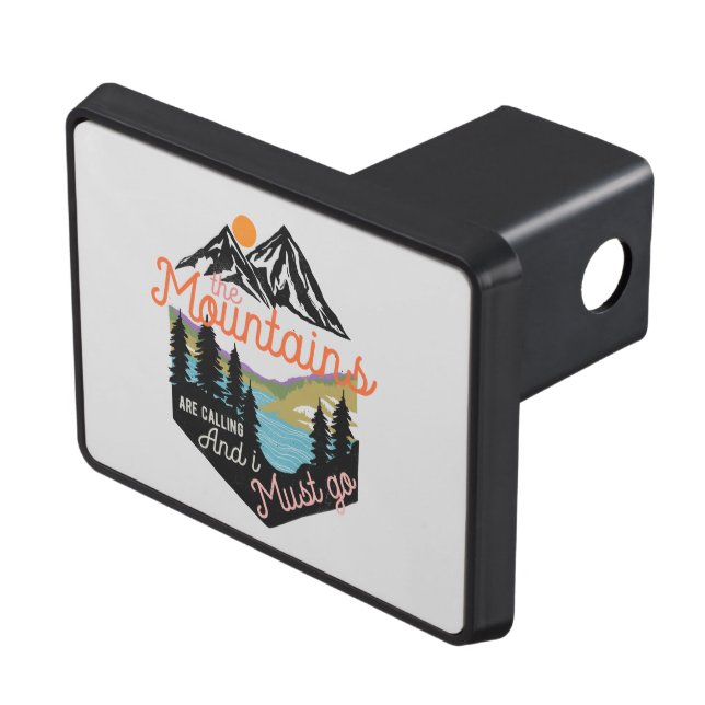 cool mountains calling word art trailer hitch cover (Top Right)