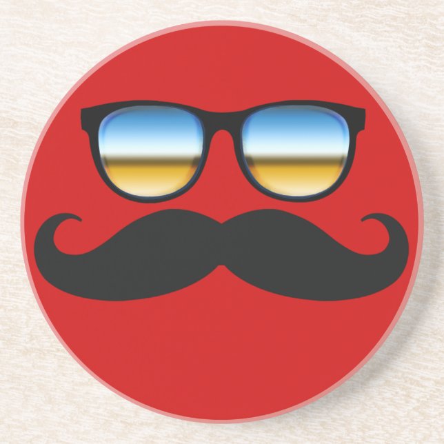 Cool Moustache under Shades Coaster (Front)