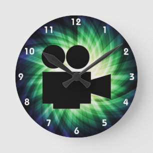 Cool Movie Camera; Video Film Round Clock