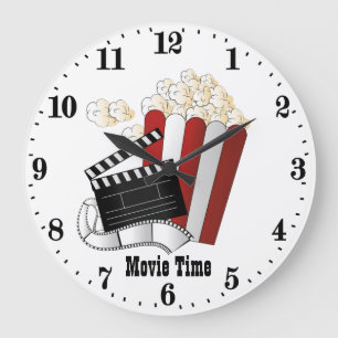 cool movie theatre time popcorn  large clock