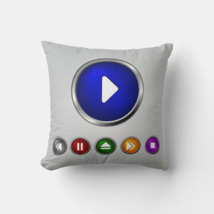 Cool MP3 Player Button Set Throw Pillow