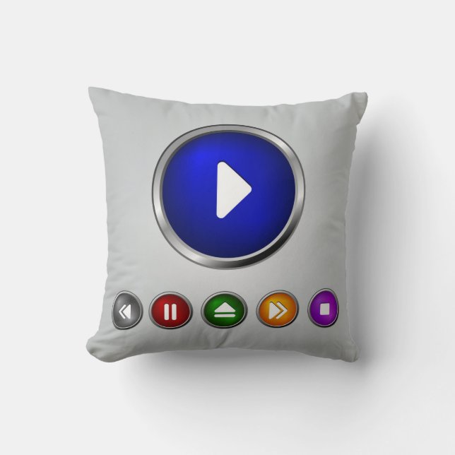 Cool MP3 Player Button Set Throw Pillow (Front)
