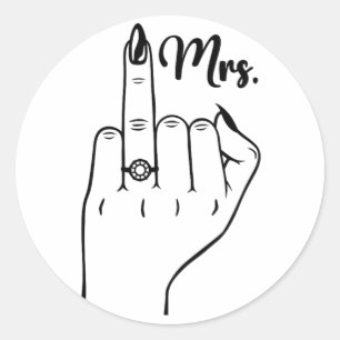 Cool Mrs. Just Married Wife Wedding Finger Ring Br Classic Round Sticker