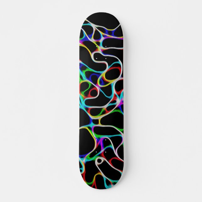 Cool Multi-Colour Curvy Lines Skateboard (Front)