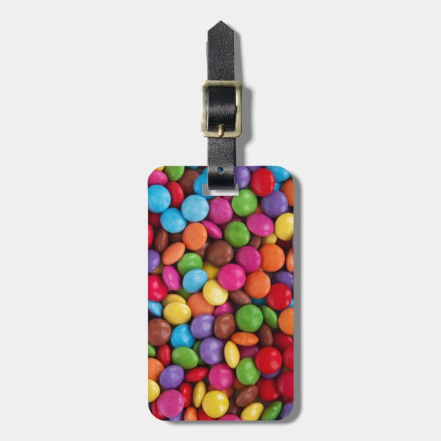 cool multi coloured chocolate buttons luggage tag (Front Vertical)