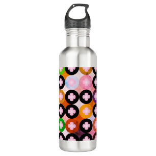 Cool Multi Coloured Circles & Pink Clovers 710 Ml Water Bottle