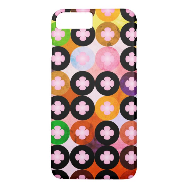Cool Multi Coloured Circles & Pink Clovers Case-Mate iPhone Case (Back)