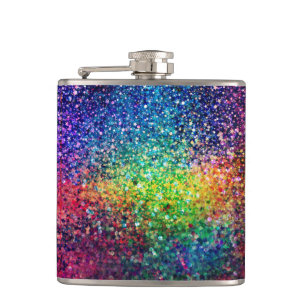 Cool Multicolor Retro Glitter & Sparkles Pattern 2 Hip Flask