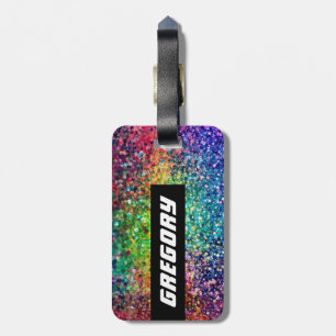 Cool Multicolor Retro Glitter & Sparkles Pattern 2 Luggage Tag