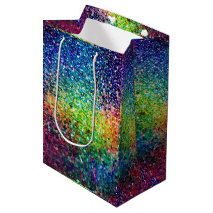 Cool Multicolor Retro Glitter & Sparkles Pattern 2 Medium Gift Bag