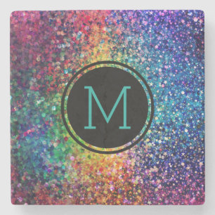 Cool Multicolor Retro Glitter & Sparkles Pattern 2 Stone Coaster