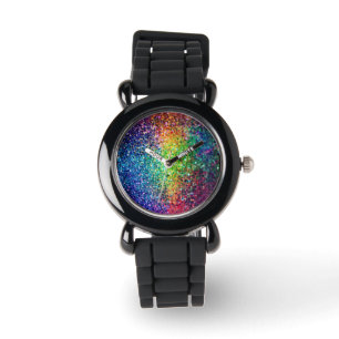 Cool Multicolor Retro Glitter & Sparkles Pattern 2 Watch