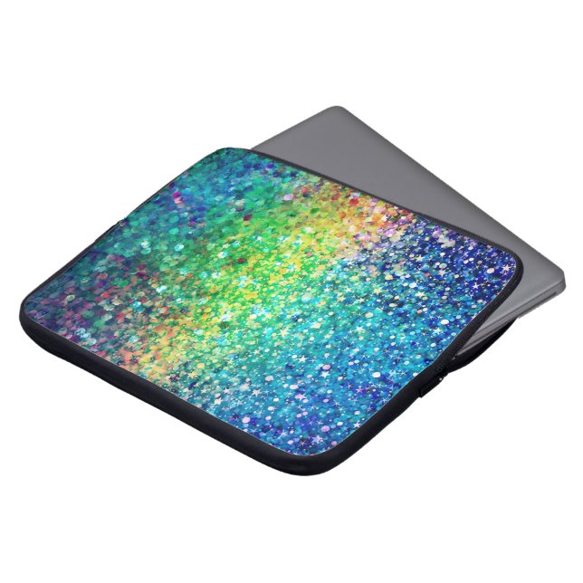 Cool Multicolor Retro Glitter & Sparkles Pattern Laptop Sleeve (Front Top)