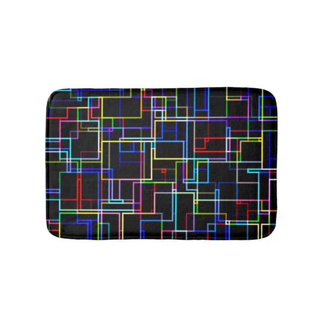 COOL Multicolored Striped Pattern Bath Mat (Front)