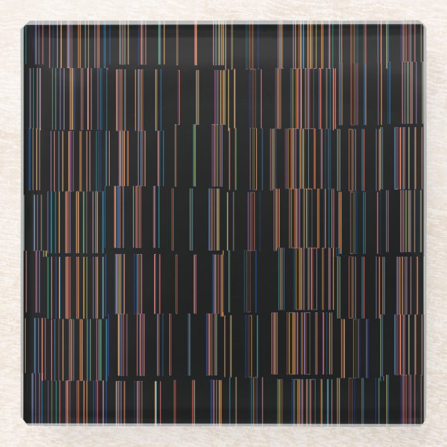 COOL Multicolored Striped Pattern  Glass Coaster (Front)