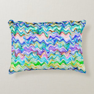 Cool Multicolored Wavy Zig Zag Pattern Decorative Pillow