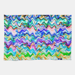 Cool Multicolored Wavy Zig Zag Pattern Kitchen Towel