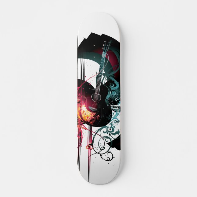 Cool Music Graphic with Guitar Skateboard (Front)