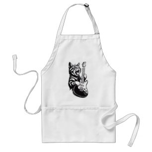 Cool Music Love Rock Cat Playing Electric Guitar Standard Apron