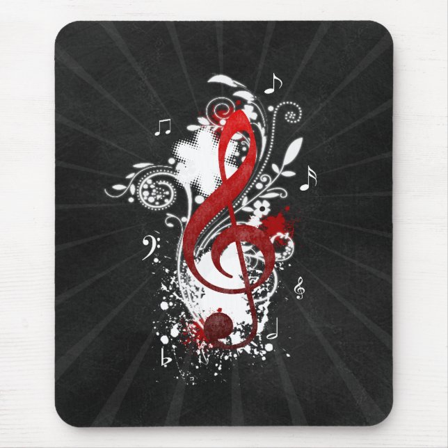 Cool Music notes dotted swirls flowers splatter Mouse Pad (Front)