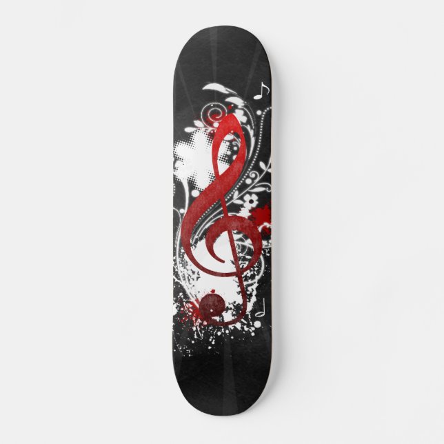 Cool Music notes dotted swirls flowers splatter Skateboard (Front)