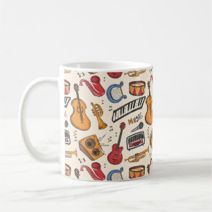 Cool Music Themed Piano Drums Guitar Violin More Coffee Mug