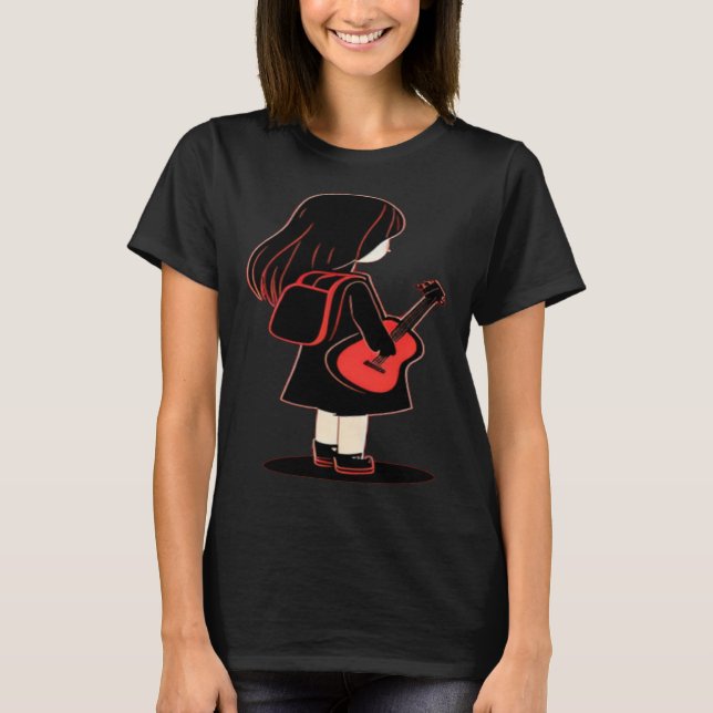 Cool musical Guitar Girl T-Shirt (Front)