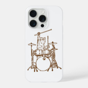 Cool Musician Cat Playing Drums  iPhone 15 Pro Case