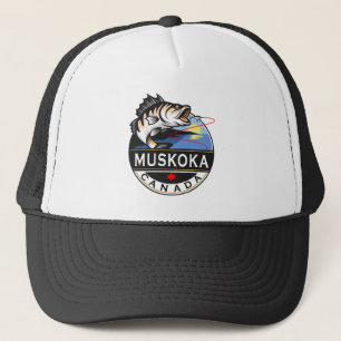 Cool Muskoka Canada Fishing Outdoors Crest Trucker Hat