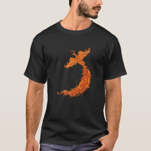 Cool Mythical Creature Rising Flames Ashes Fire Bi T-Shirt