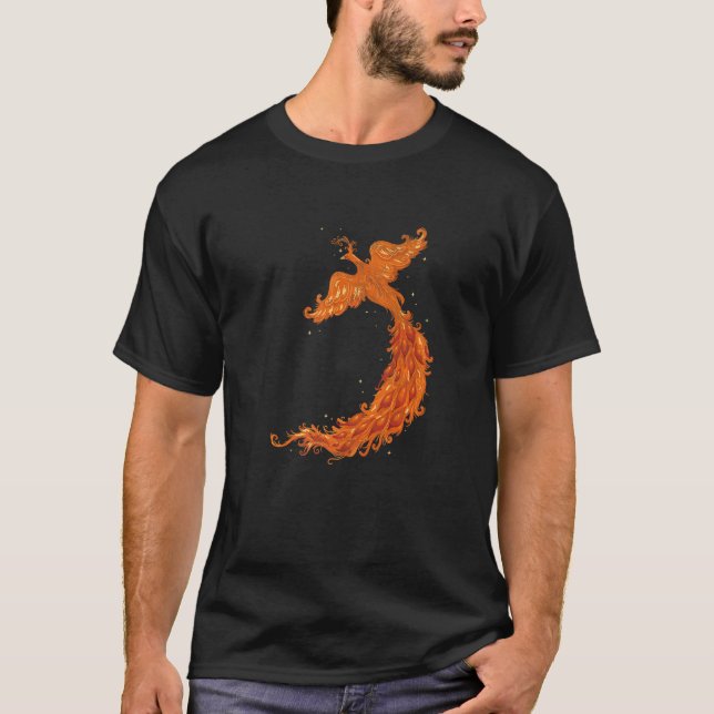 Cool Mythical Creature Rising Flames Ashes Fire Bi T-Shirt (Front)