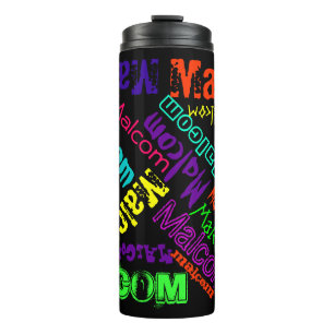 Cool Name Collage Modern Typography Custom Thermal Tumbler