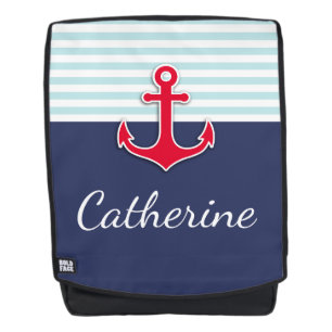 Cool Nautical Anchor Design Personalized Name Backpack
