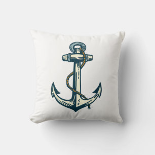 Cool Nautical Anchor & Sailor Art (2 Sided) Throw Pillow