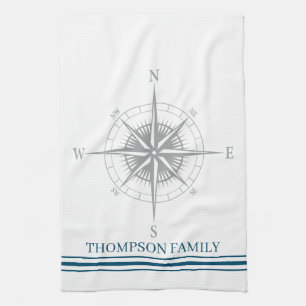 Cool Nautical Compass Personalized Kitchen Towel